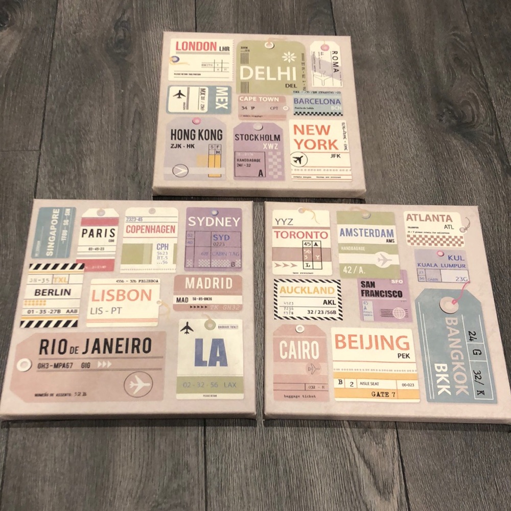 🔥 🔥 3 for $20 World Traveler Wall Art 3 pieces